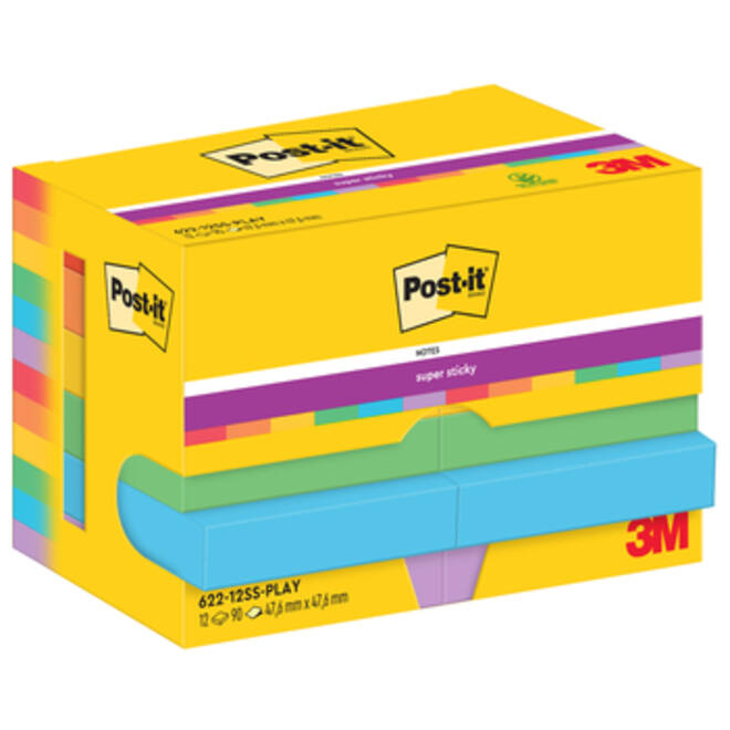 Memoblok Post-it 622 Super Sticky 47,6x47,6mm Playful