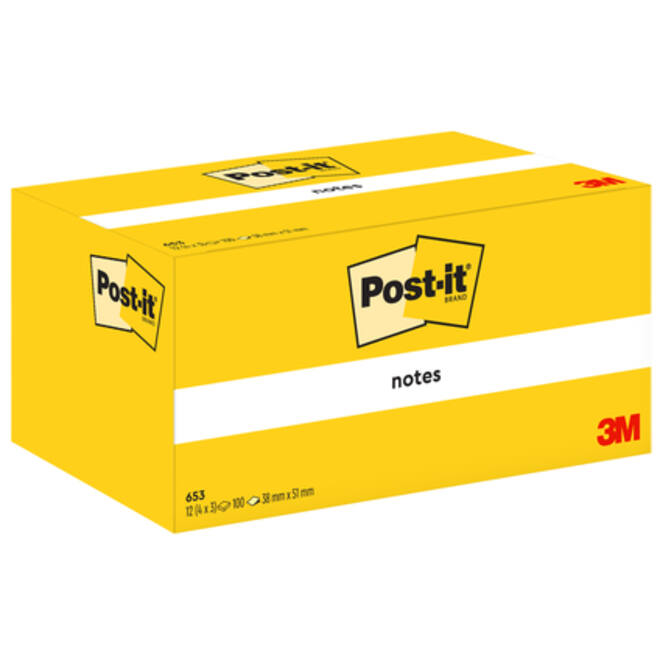 Memoblok Post-it 653 38x51mm geel