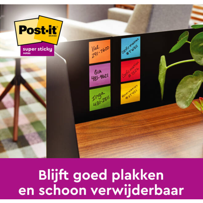 Memoblok Post-it 654 Super Sticky 76x76mm 90 vel rainbow