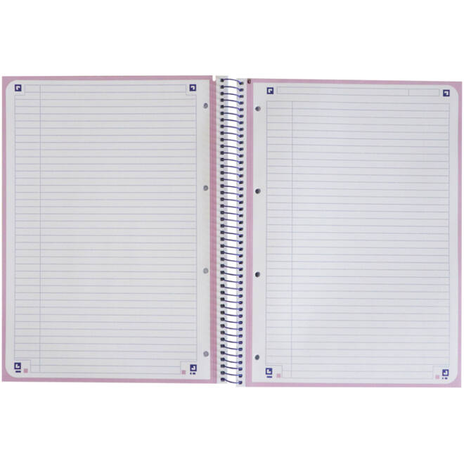 Notitieboek Oxford Touch Europeanbook A4+ 4-gaats lijn 80vel pastel paars
