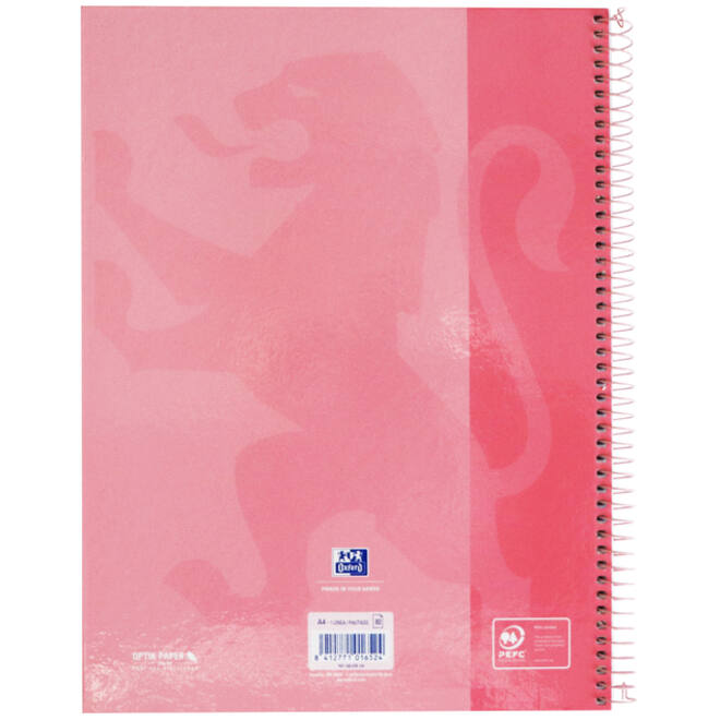 Notitieboek Oxford Classic Europeanbook A4+ 4-gaats lijn 80vel roze