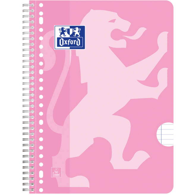 Collegeblok Oxford School A4+ lijn 23-gaats 160 pagina's 80gr roze
