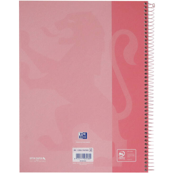Notitieboek Oxford Touch Europeanbook A4+ 4-gaats lijn 80vel pastel roze