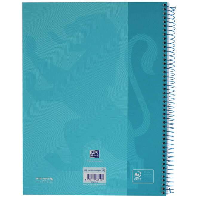 Notitieboek Oxford Touch Europeanbook A4+ 4-gaats lijn 80vel pastel blauw