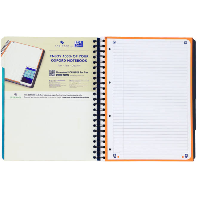 Projectboek Oxford School A4+ lijn 4-gaats 240 pagina's 80gr aqua