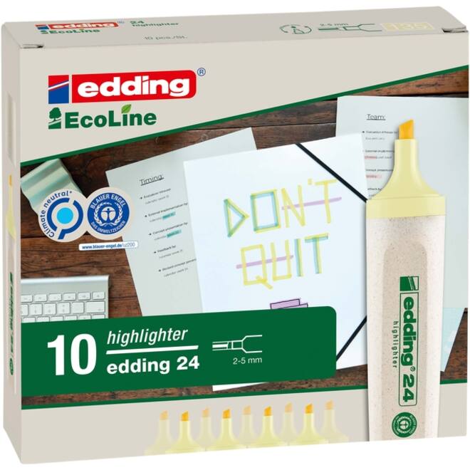 Markeerstift edding 24 Ecoline pastel geel