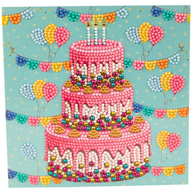 Diamondpainting Crystal Art Kaart cake 18x18cm