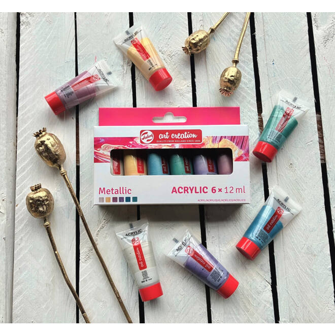 Acrylverf Talens Art Creation Metallic 12ml set à 6 kleuren