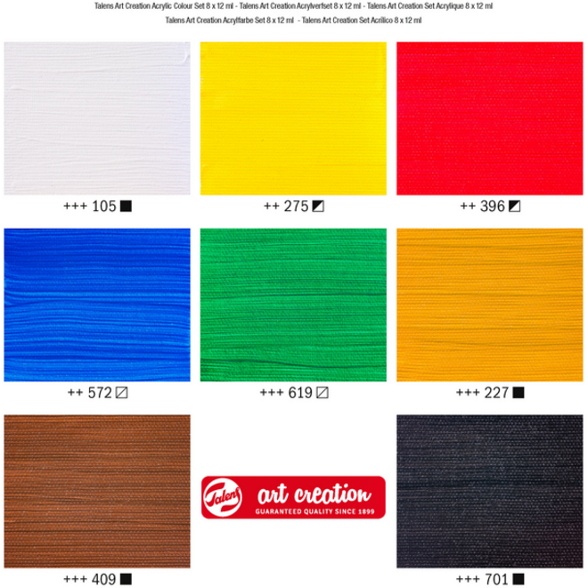 Acrylverf Talens Art Creation 12ml set à 8 kleuren