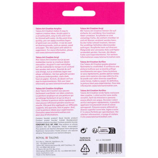 Acrylverf Talens Art Creation 12ml set à 8 kleuren