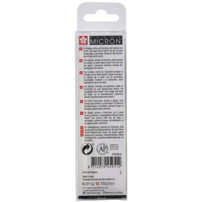 Fineliner Sakura Pigma Micron set à 3 schrijfbreedtes zwart