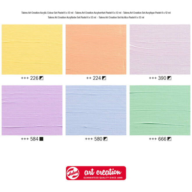 Acrylverf Talens Art Creation Pastel 12ml set à 6 kleuren