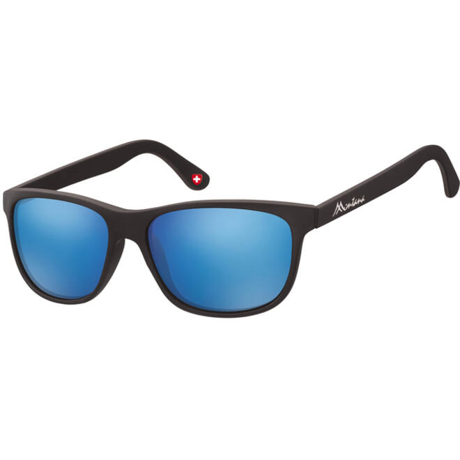 Zonnebril Montana met Revo blauw glas mat zwart