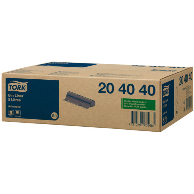 Afvalzak Tork B3 33x40cm 5 liter zwart rol à 50 stuks 204040