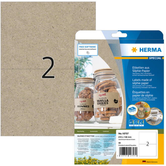 Etiket HERMA 10757 210x148mm silphie bruin 40 stuks