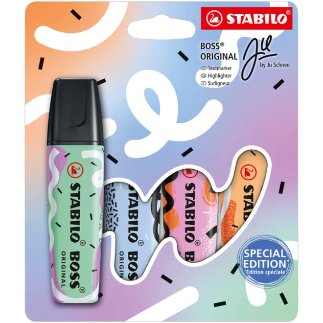 Markeerstift STABILO BOSS Original 70/4 by Ju Schnee pastel assorti blister à 4 stuks