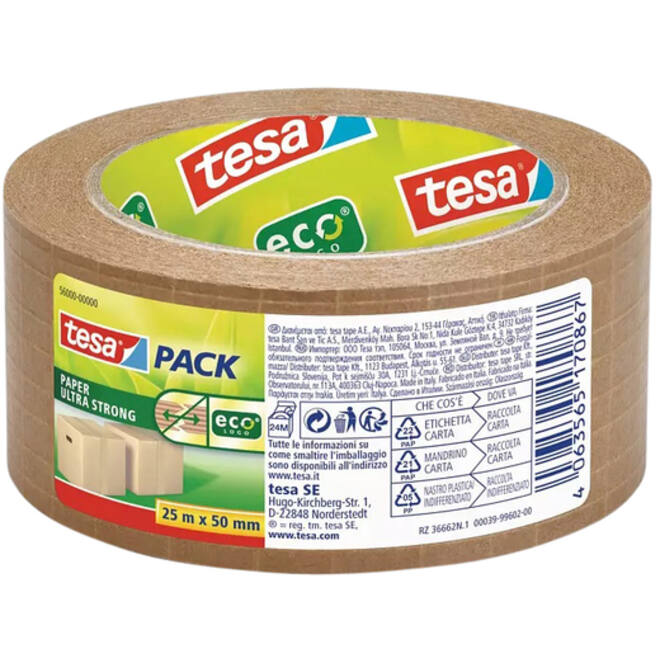 Verpakkingstape Tesa 56000 Eco papier ultra strong 50mmx25m