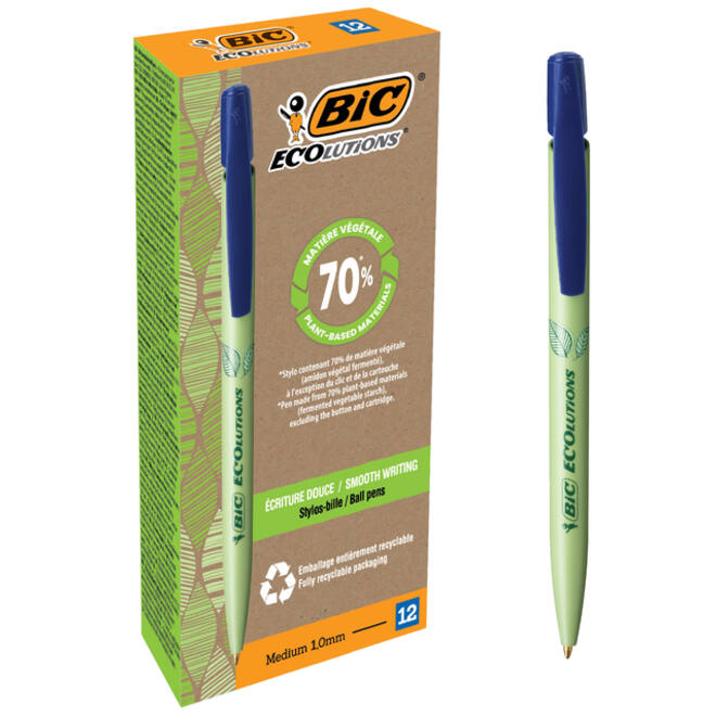 Balpen Bic Ecolutions media clic bio-based medium blauw