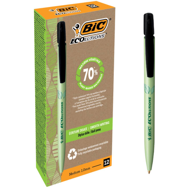 Balpen Bic Ecolutions media clic bio-based medium zwart