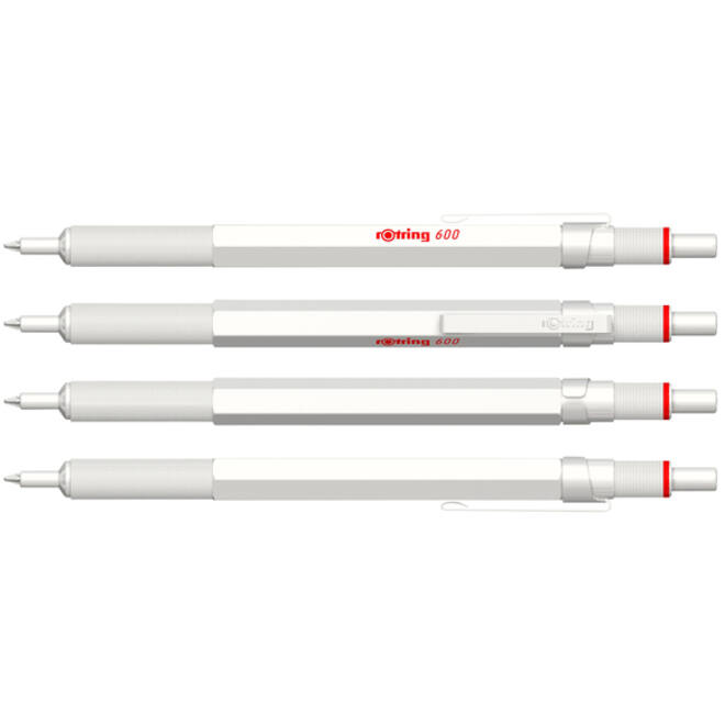 Balpen rOtring 600 parelmoer medium wit