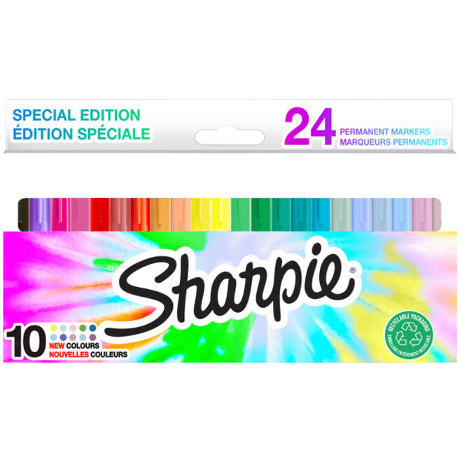 Viltstift Sharpie rond incl 10 nieuwe kleuren fijn assorti blister à 24 stuks