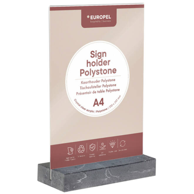 Kaarthouder Europel A4 Polystone antraciet