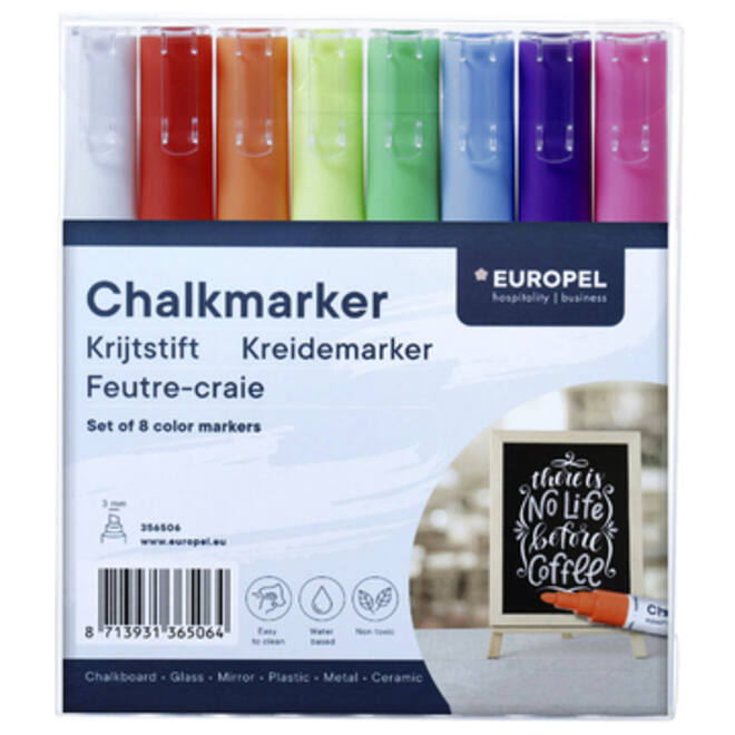 Krijtstift Europel 3mm assorti etui 8 stuks