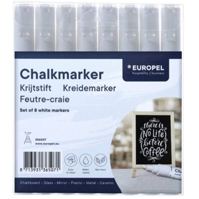 Krijtstift Europel 3mm wit etui 8 stuks
