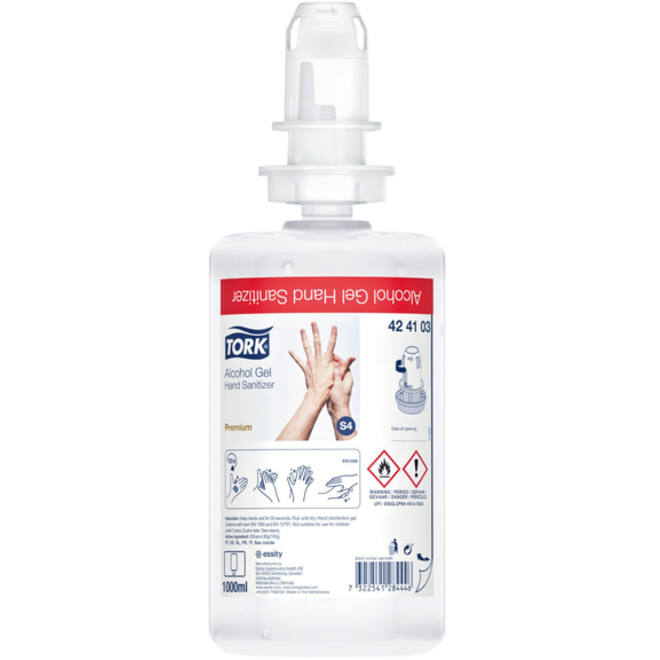 Alcoholgel Tork S4 voor handdesinfectie ongeparfumeerd 1000ml 424103