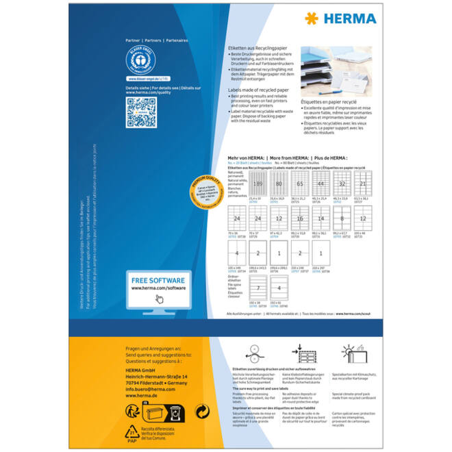 Etiket HERMA recycling 10731 99.1x38.1mm 1120stuks wit