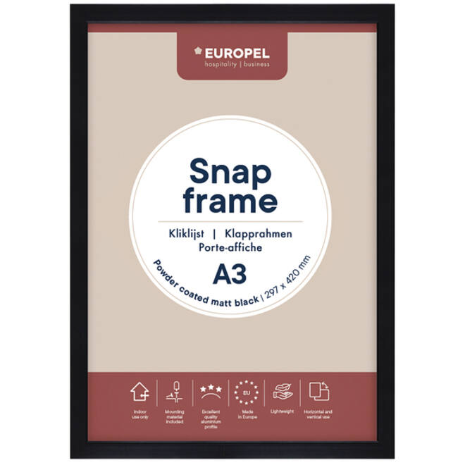 Kliklijst Europel A3 25mm mat zwart