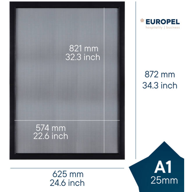 Kliklijst Europel A1 25mm mat zwart