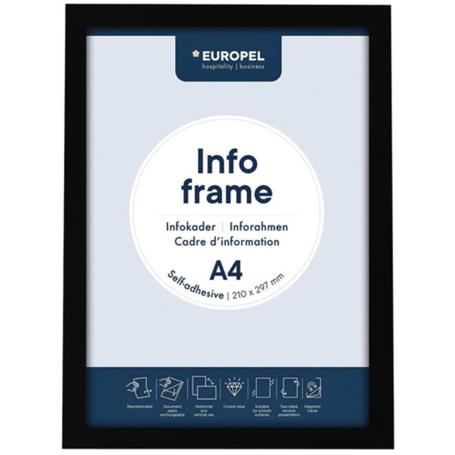Infokader Europel zelfklevend A4 zwart