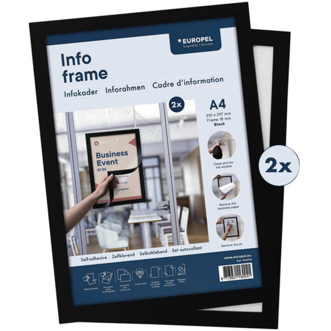 Infokader Europel zelfklevend A4 zwart