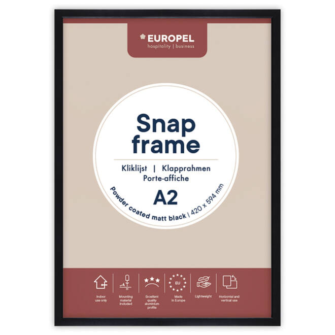 Kliklijst Europel A2 25mm mat zwart