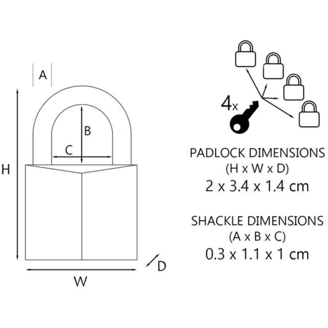 Hangslot MasterLock 4 assorti alu 20mm