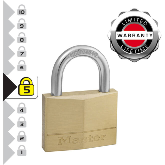 Hangslot MasterLock 2 gelijksluitend messing 50mm