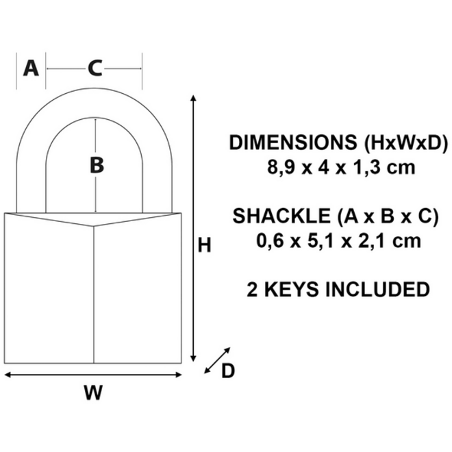 Hangslot MasterLock beugel 51mm messing 40mm