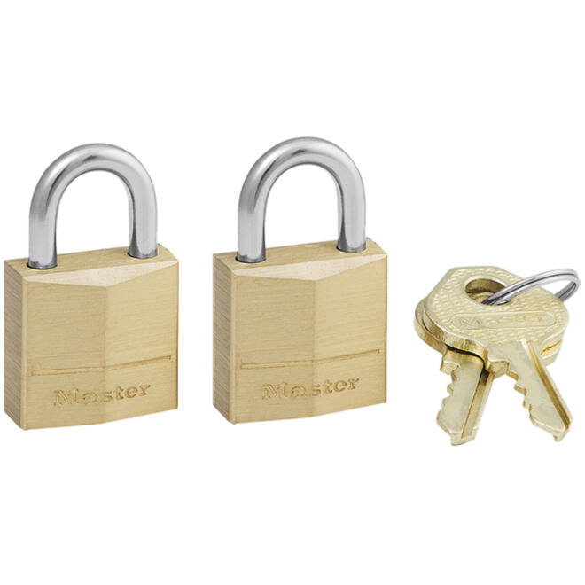 Hangslot MasterLock 2 gelijksluitend messing 20mm