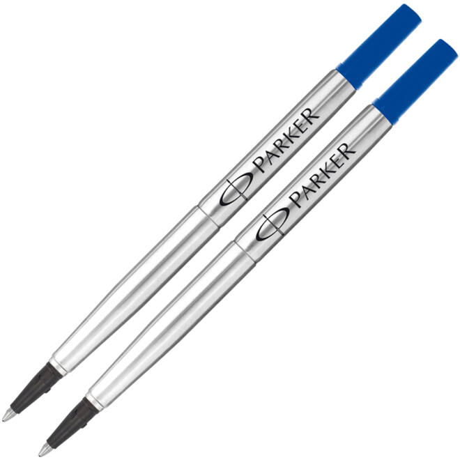 Rollerpenvulling Parker Quink medium blauw blister à 2 stuks