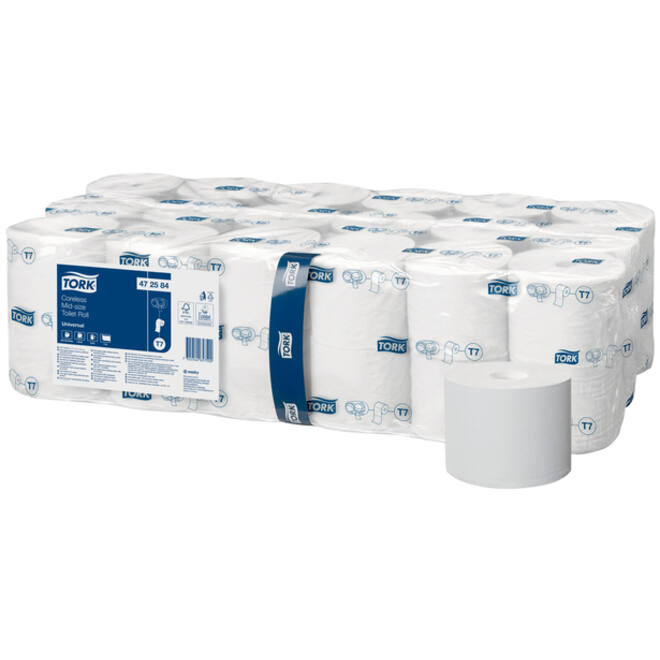 Toiletpapier Tork T7 hulsloos Universal mid-size 1-laags 1300vel wit 472584