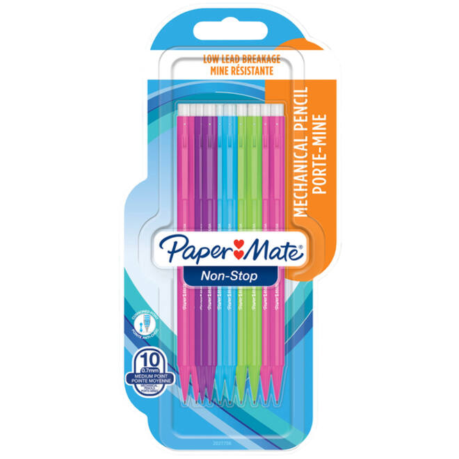 Vulpotlood Paper Mate non stop 0.7mm HB assorti blister à 10 stuks