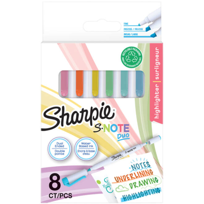Markeerstift Sharpie S-note Duo assorti blister à 8 stuks