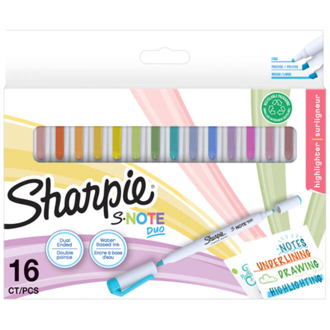 Markeerstift Sharpie S-note Duo assorti blister à 16 stuks
