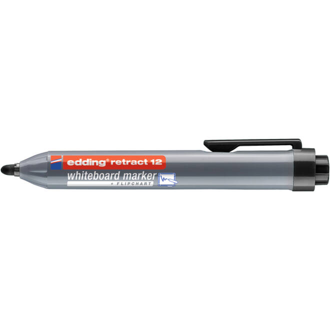 Viltstift edding 12 whiteboard drukknop rond 1.5-3mm zwart