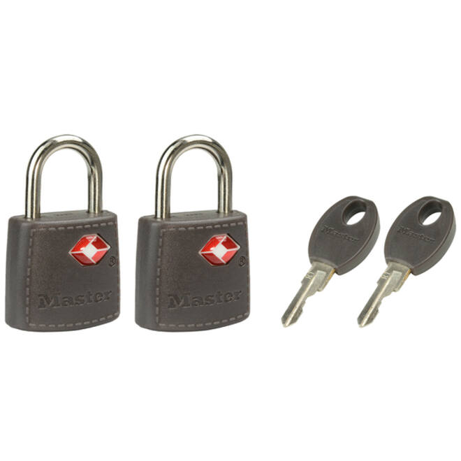 Hangslot Masterlock 2 gelijksluitend ABS cover TSA assorti in willekeurige kleur 30mm