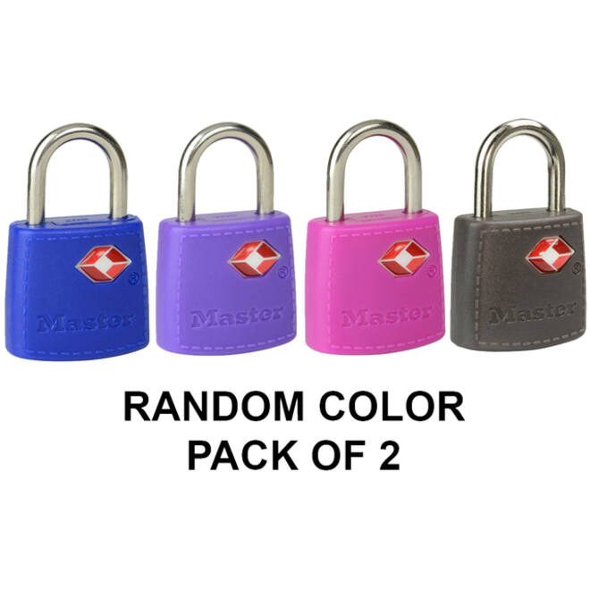 Hangslot Masterlock 2 gelijksluitend ABS cover TSA assorti in willekeurige kleur 30mm