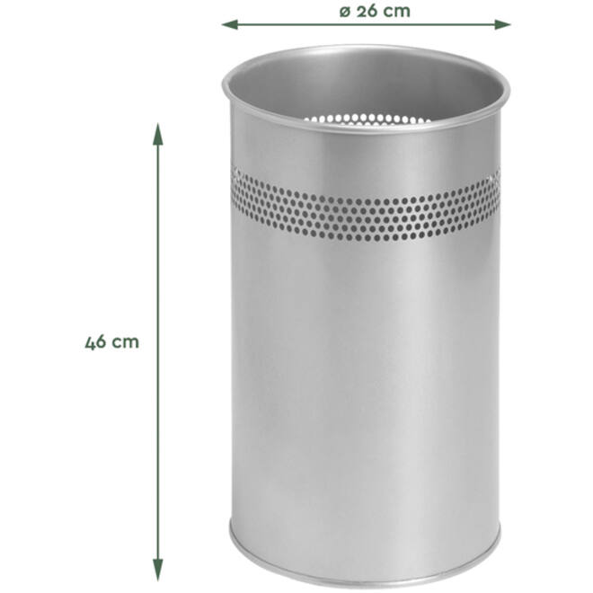 Papierbak BRASQ 21 liter rvs zilver