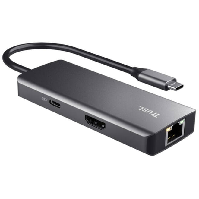 Adapter Trust DALYX 6-in-1 USB-C multipoort grijs