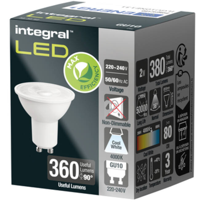 Ledlamp Integral GU10 4000K koel wit 2W 380lumen
